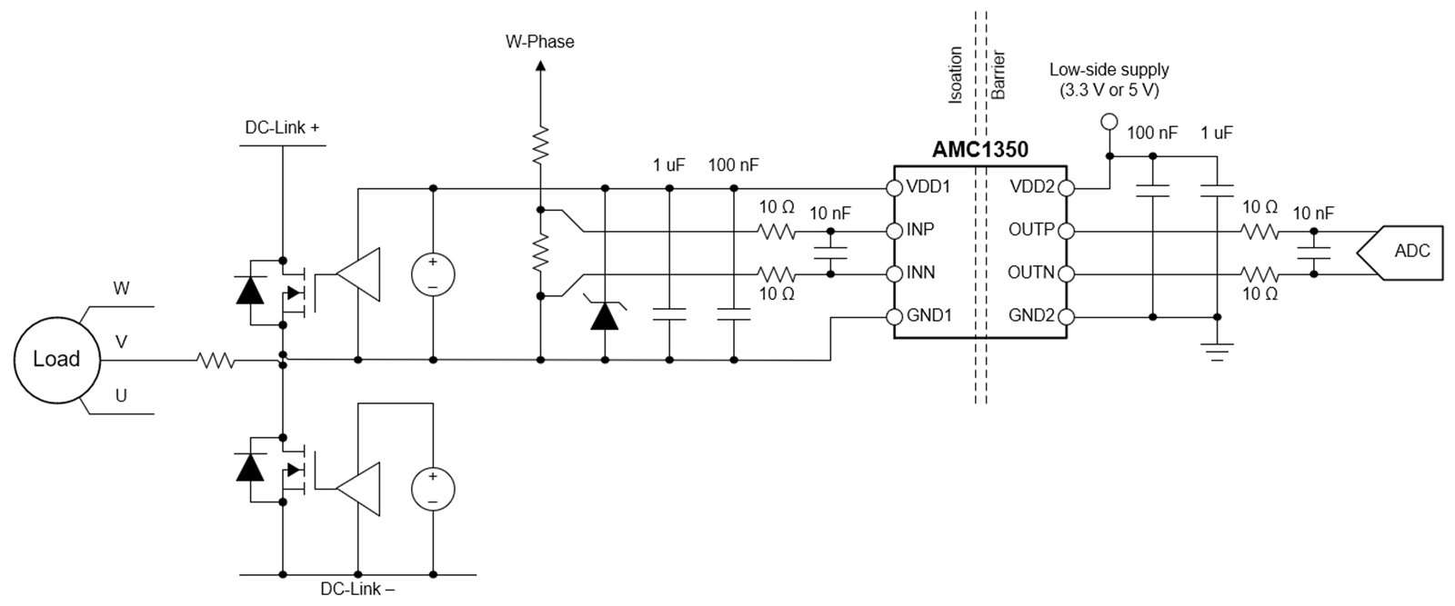  Der AMC1350 isolierte Verst?rker mit potenzialfreier Stromversorgung.