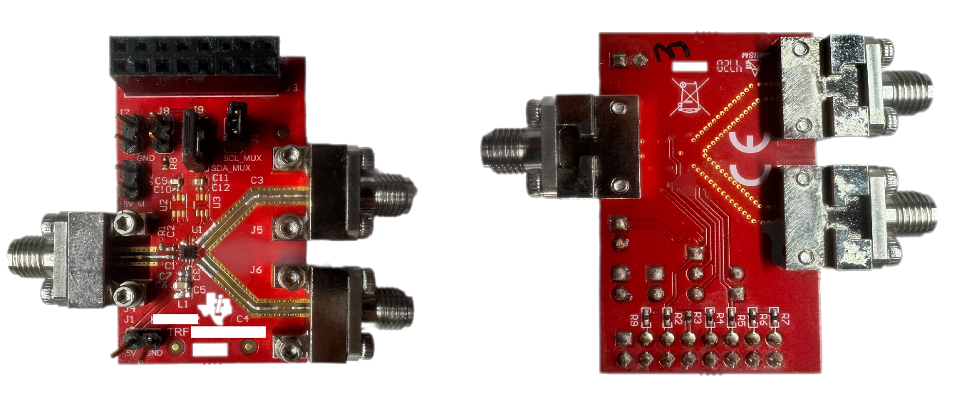  TRF0208SEP-EVM Board Top View (Left) and Bottom View (Right)