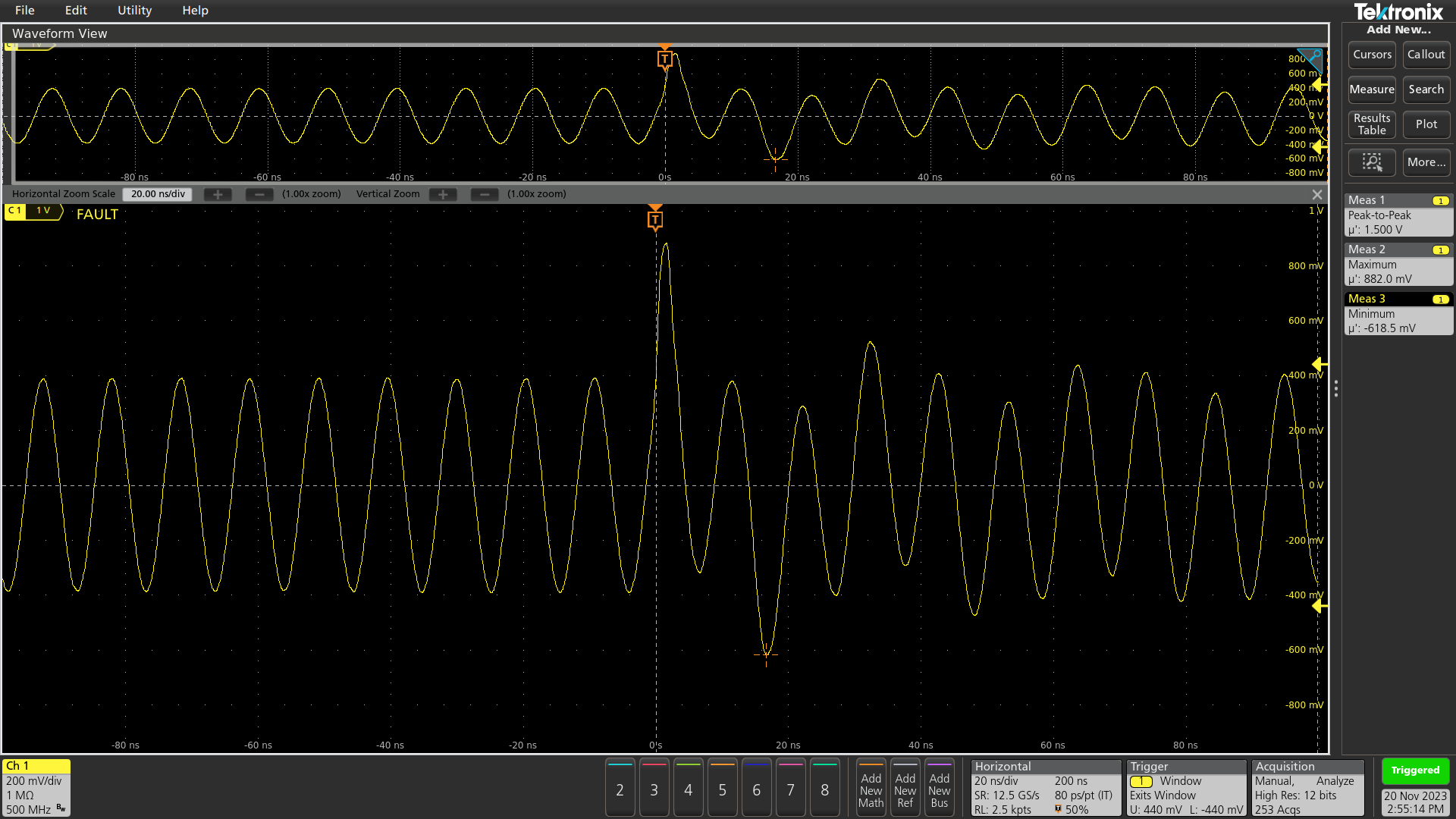  Worst Case Upset in AC Test When Monitoring Differential Output of the TRF0208-SEP