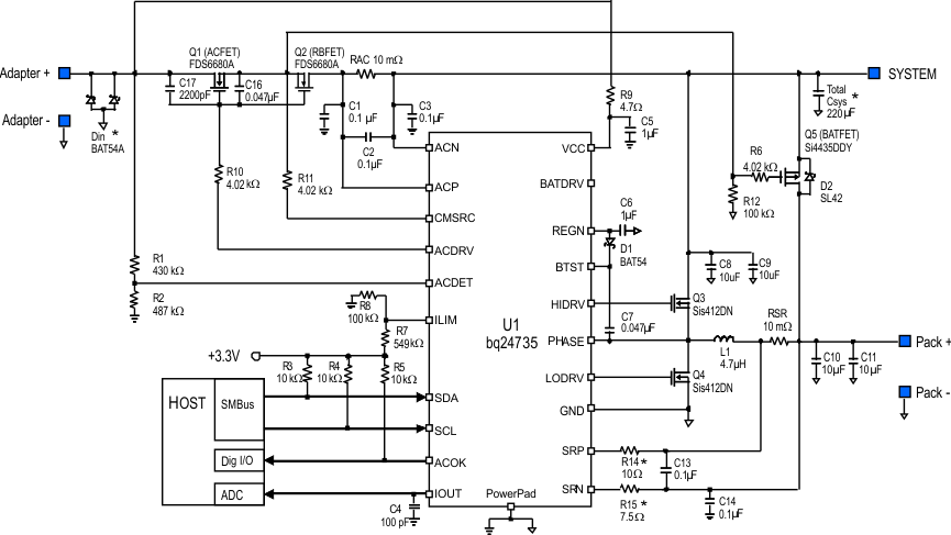 bq24735 Typical System Schematic
for 5-V Input 1-S Battery bq24735 sch3_1sbat_lusak9.gif