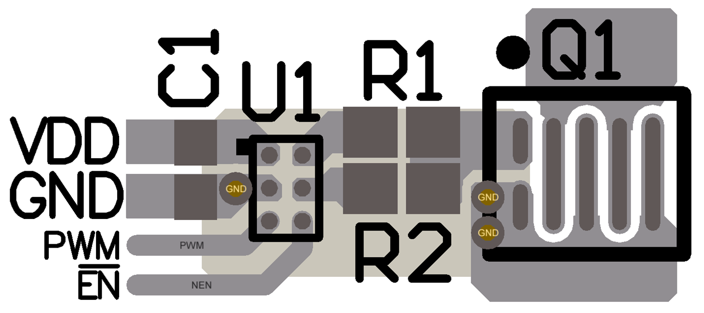 LMG1020-Q1 Typical LMG1020-Q1 Layout
                                                  With Ball-Grid GaN FET And 0402 Decoupling
                                                  Capacitor