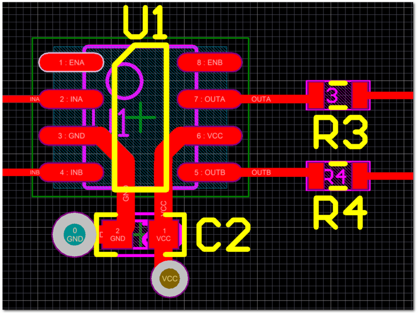 UCC27624V UCC27624V Layout Example
