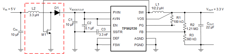 Proposed Application Circuit Using Boost Pre-Regulator GUID-20210901-SS0I-1NM4-ZZTR-BQRMDZ8KZWGL-low.gif