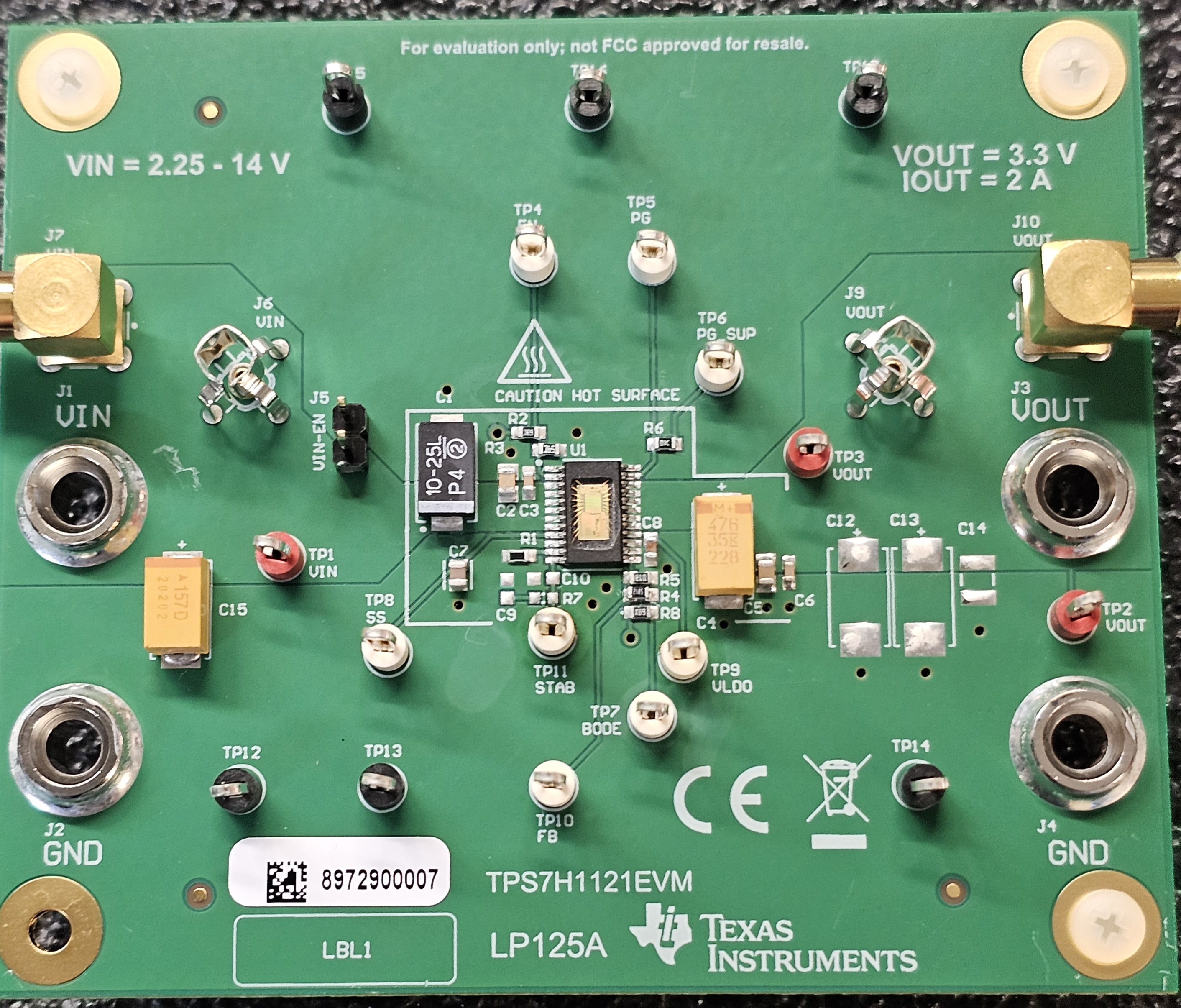  TPS7H1121-SEP EVM Top View