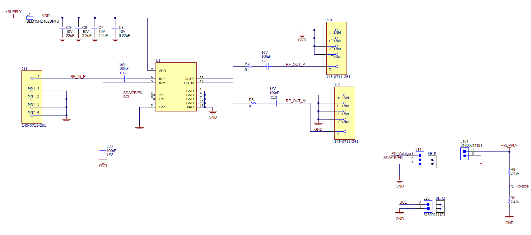  TRF0213SEP-EVM, Evaluation Module Board Schematic for SEE Testing