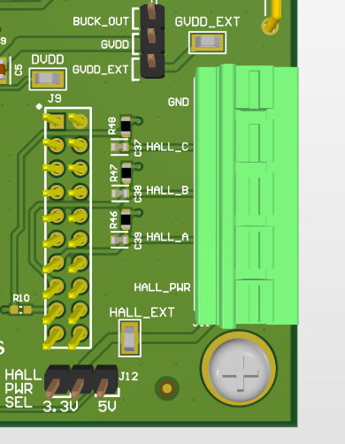 DRV8363-Q1EVM Hall Sensor Input and Power Connections (J11)