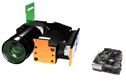 DLP2000, DLP2010, DLP230NP, DLP3010 75mm DLP4501 光學(xué)模塊（左）與 25mm DLP2010 光學(xué)模塊（右）的對比