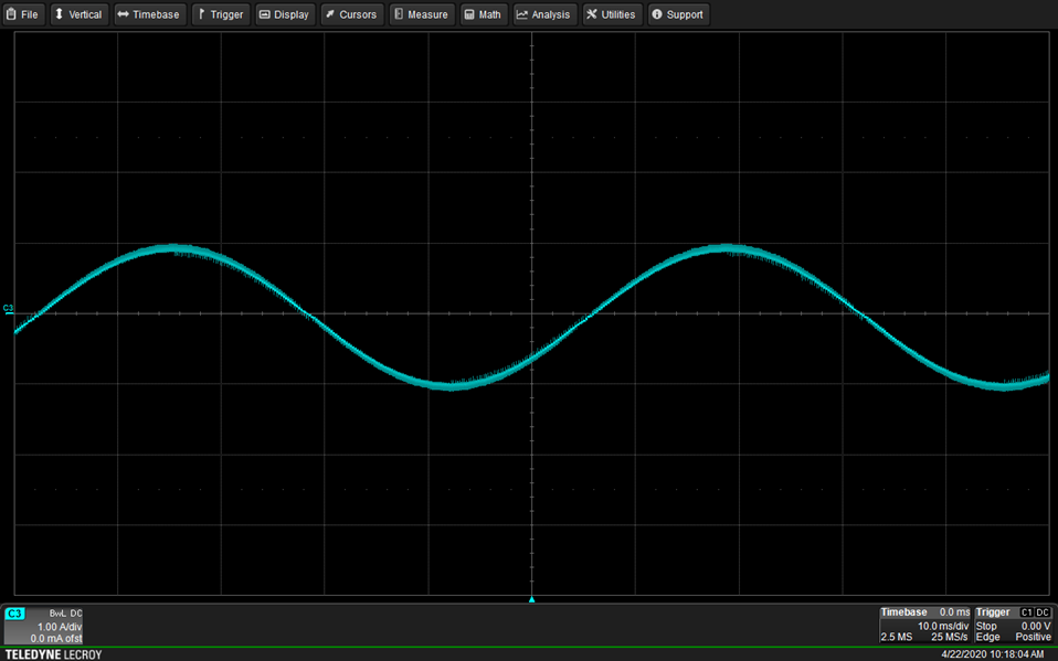  1/64 微步進(jìn)條件下的過零點(diǎn)平滑度