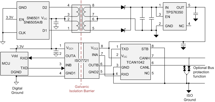 ISO1042 隔離式電源的分立式實(shí)現(xiàn)：
