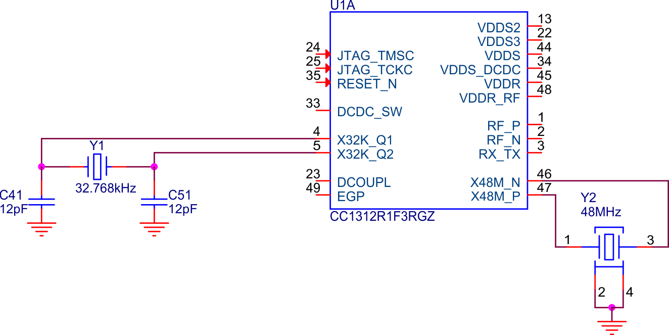 CC1354P10-6 帶有 32kHz 和 48MHz 晶體的 CC1312R