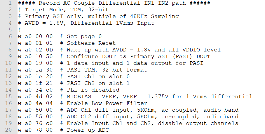  Power Tune 模式差分交流耦合寄存器設(shè)置