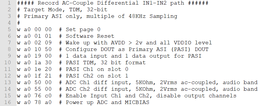  差分交流耦合寄存器設(shè)置