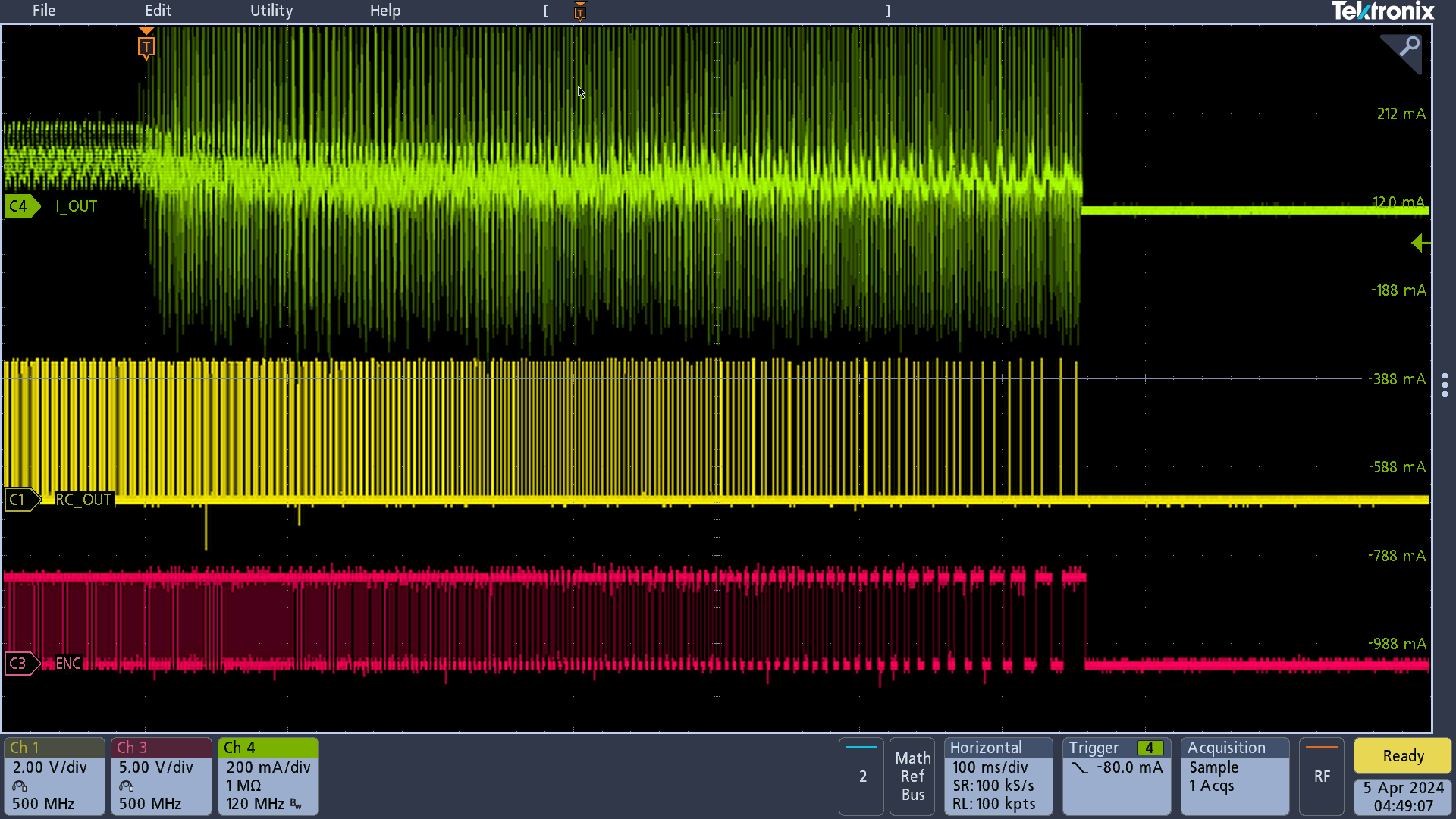  軟停止期間 RC_OUT 跟蹤脈沖