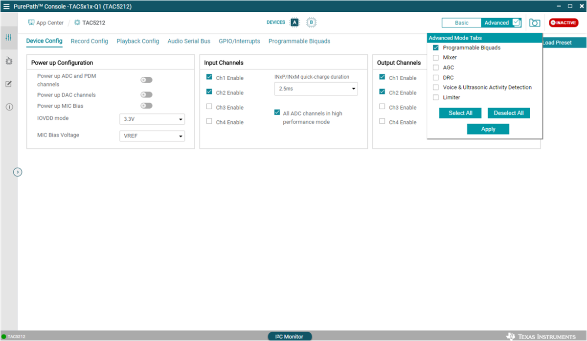  在 PurePath? Console 中啟用雙二階濾波器可編程性