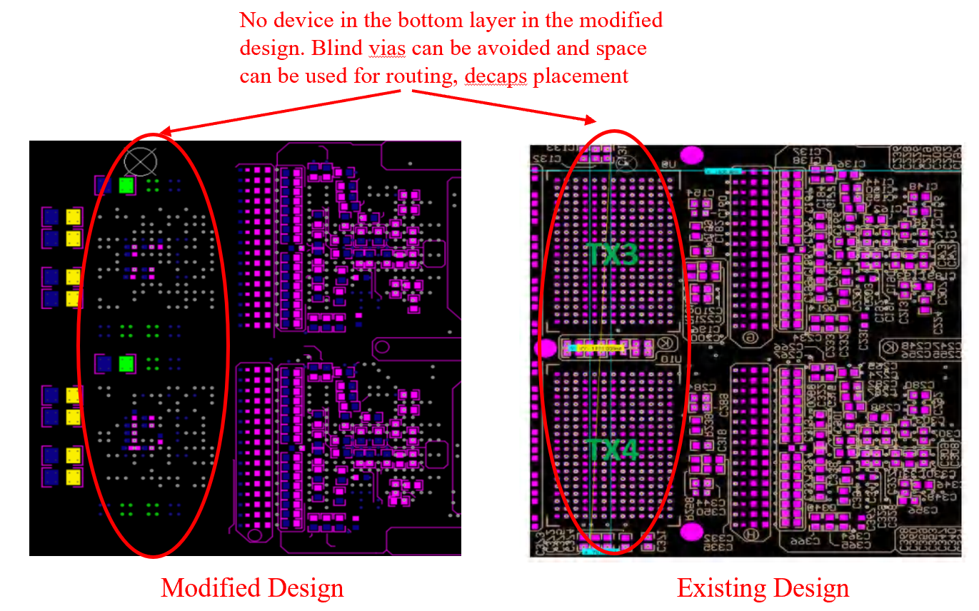  新舊設(shè)計之間的 PCB 底層比較