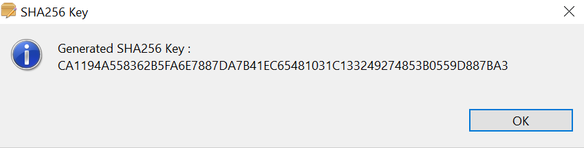  SHA256 生成的密鑰輸出