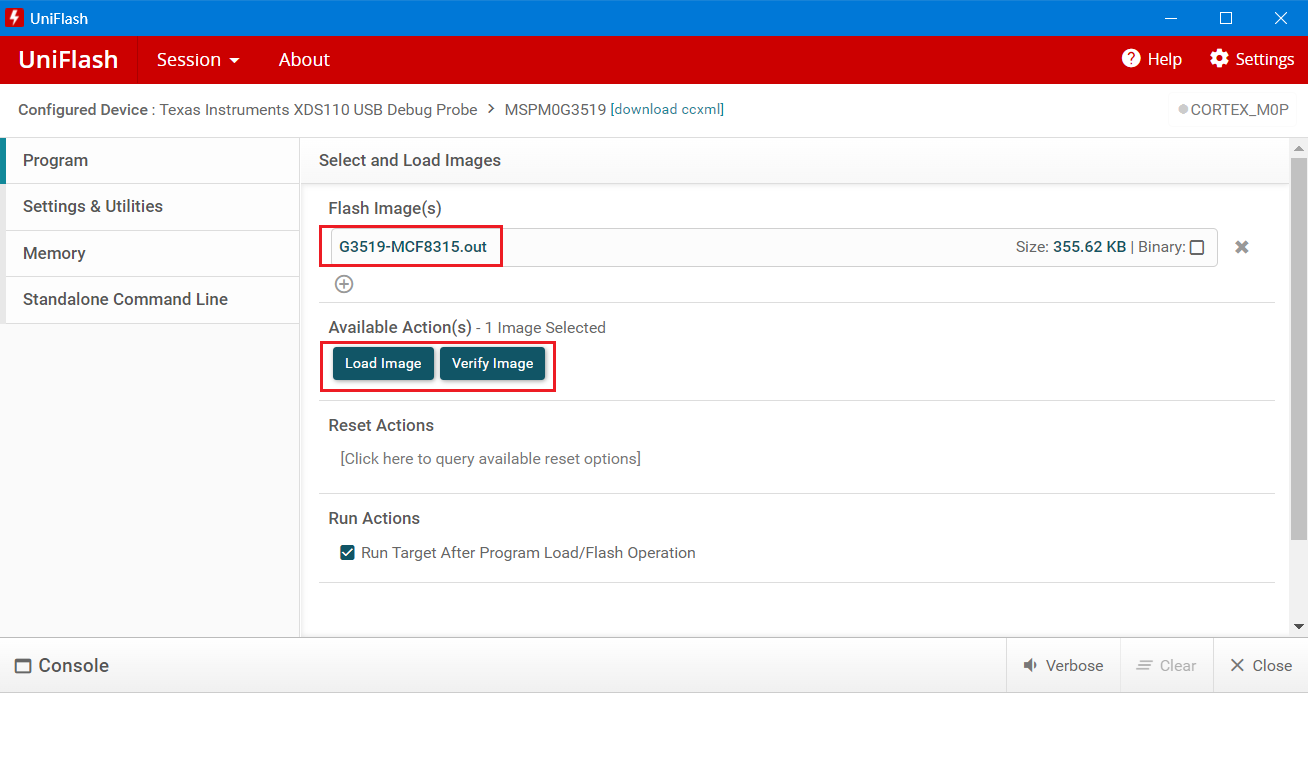  UniFlash 加載 Firmware燒錄