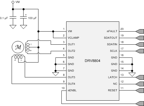 DRV8804 典型應(yīng)用原理圖
