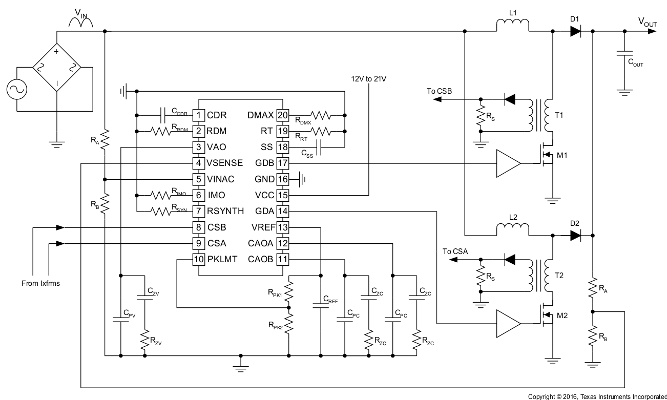 UCC28070 UCC28070A Typical Application Diagram