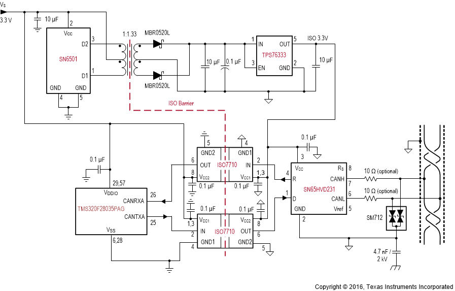 ISO7710 Isolated CAN Interface