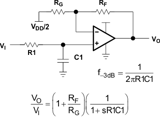TLV2371-Q1 TLV2372-Q1 TLV2374-Q1 single_pole_low_pass_filter_sgls244.gif