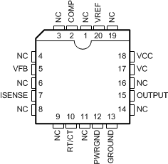 UC1842 UC2842 UC3842 UC1843 UC2843 UC3843 UC1844 UC2844 UC3844 UC1845 UC2845 UC3845 FK 封裝20 引腳 LCCC頂視圖