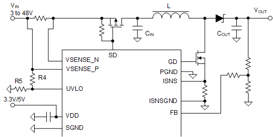 LP8866S-Q1 VIN UVLO 設置電路