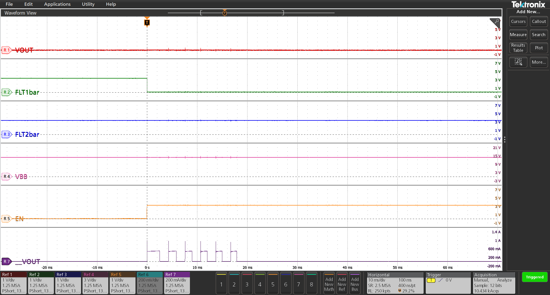 TPS1HC120-Q1 輸出短接至地和 400mA 電流限制