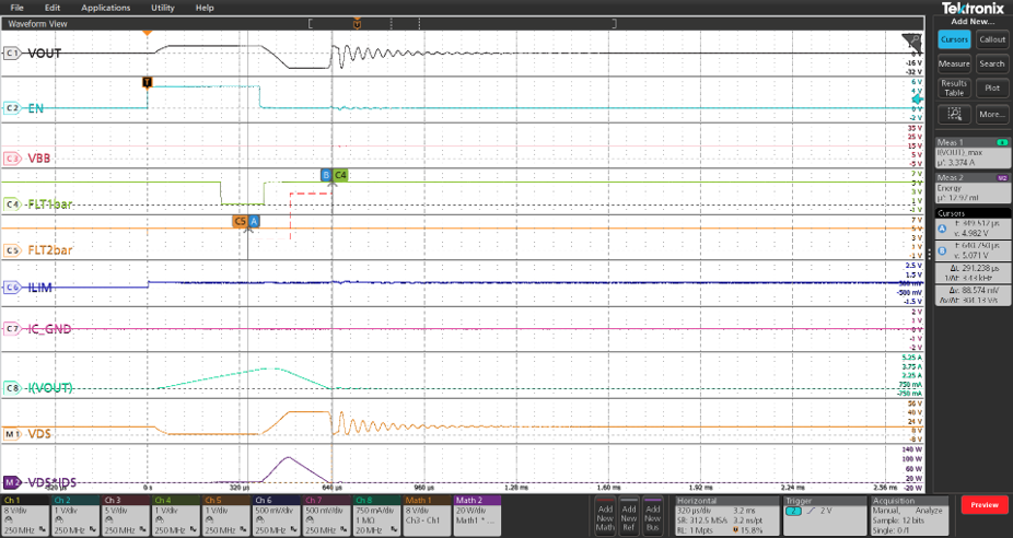 TPS1HC120-Q1 在 13.5V 時(shí)，關(guān)斷 5mH 電阻負(fù)載