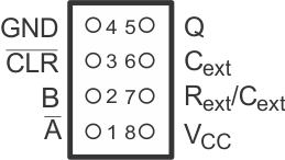 SN74LVC1G123 YZP 封裝8 引腳 DSBGA底視圖