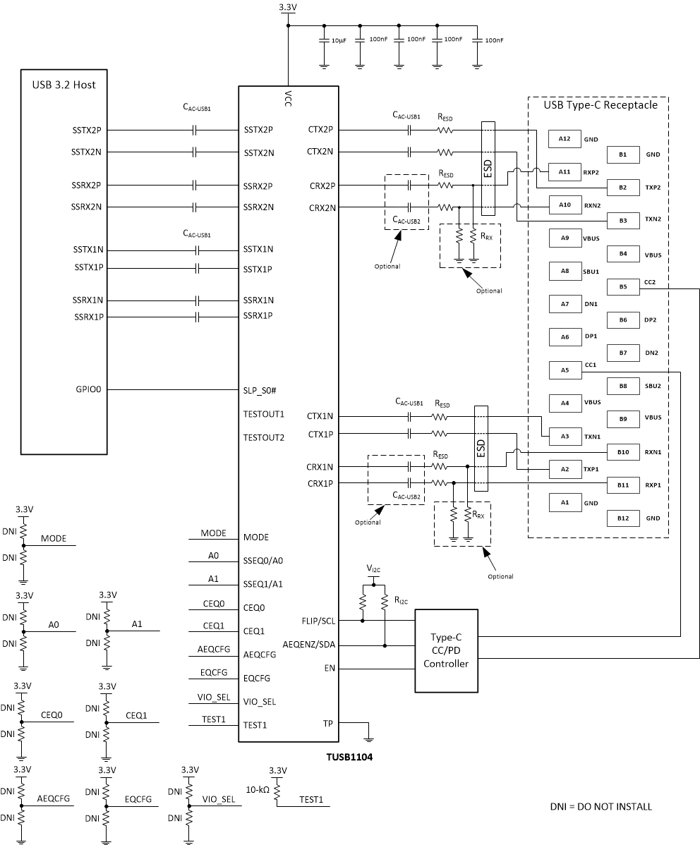 TUSB1104 Application Circuit