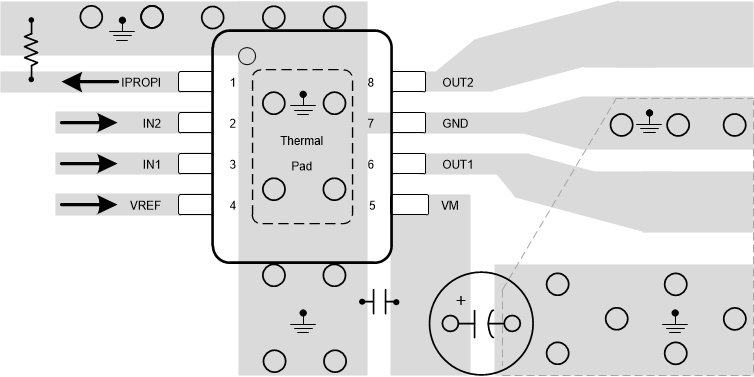DRV8231A DDA 封裝的布局建議