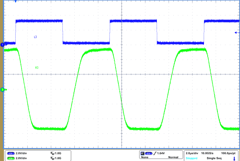 THVD4421 250kbps 和 VCC = 3.3V 時的 RS-232 驅(qū)動器波形