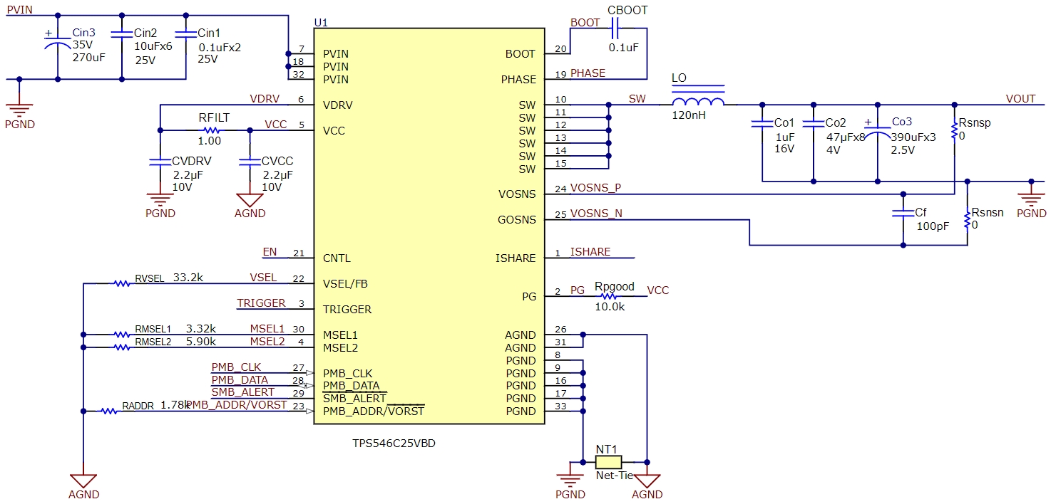 TPS546C25 1.2V、35A 輸出應用