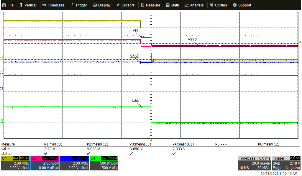 BQ25185 存在 VBAT 情況下的 VIN 斷電 BQ25185 存在 VBAT 情況下的 VIN 斷電