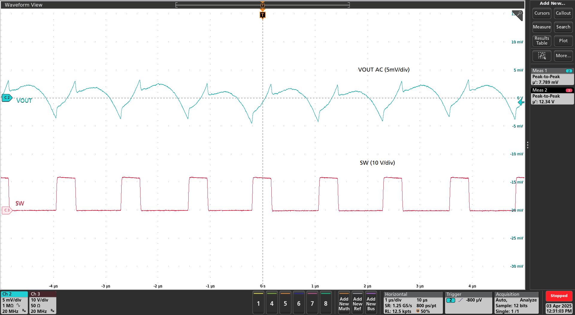 TPS548B23 輸出電壓紋波 – FCCM 模式