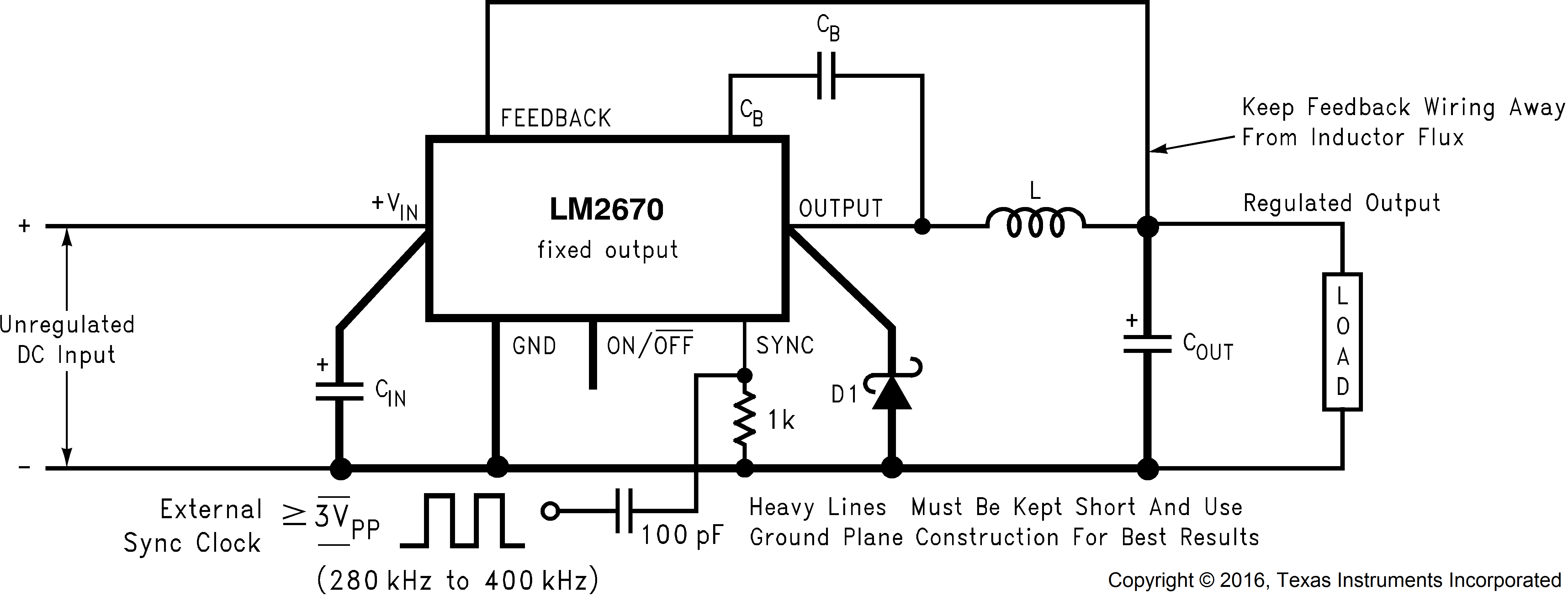 LM2670 固定輸出電壓應(yīng)用的基本電路
