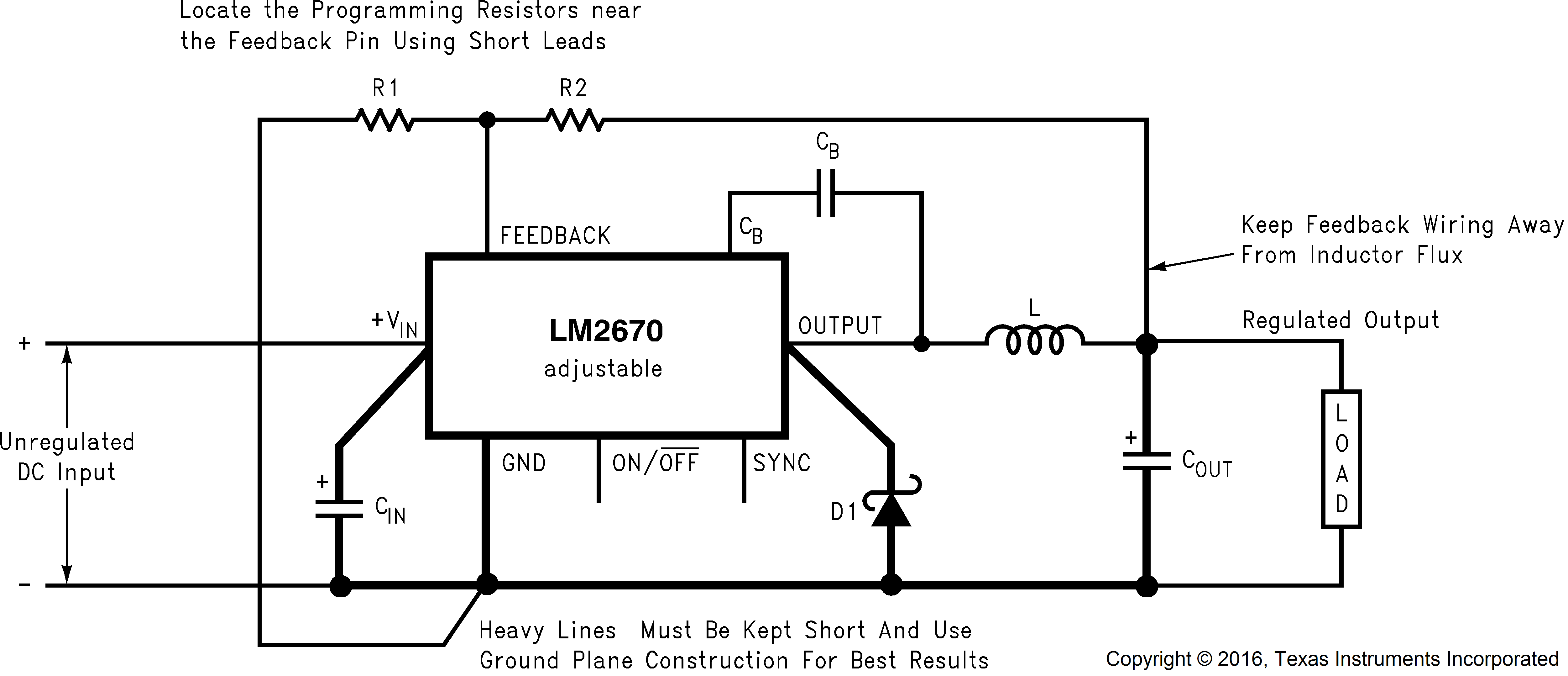 LM2670 可調輸出電壓應用的基本電路