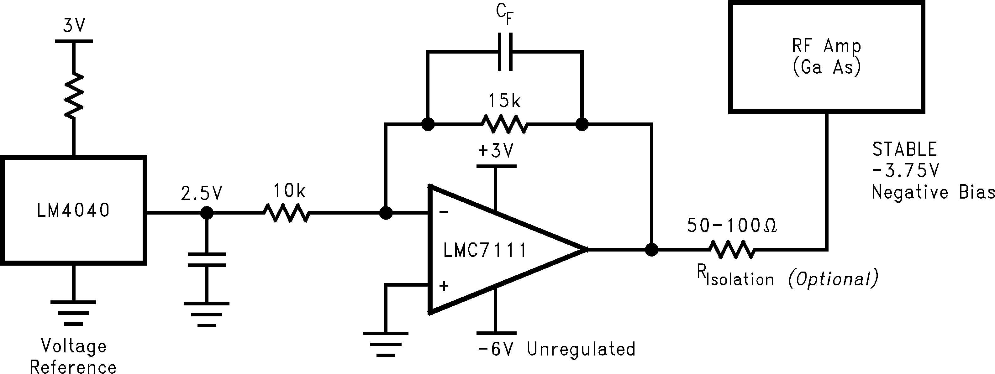 LMC7111 穩(wěn)定負(fù)偏置