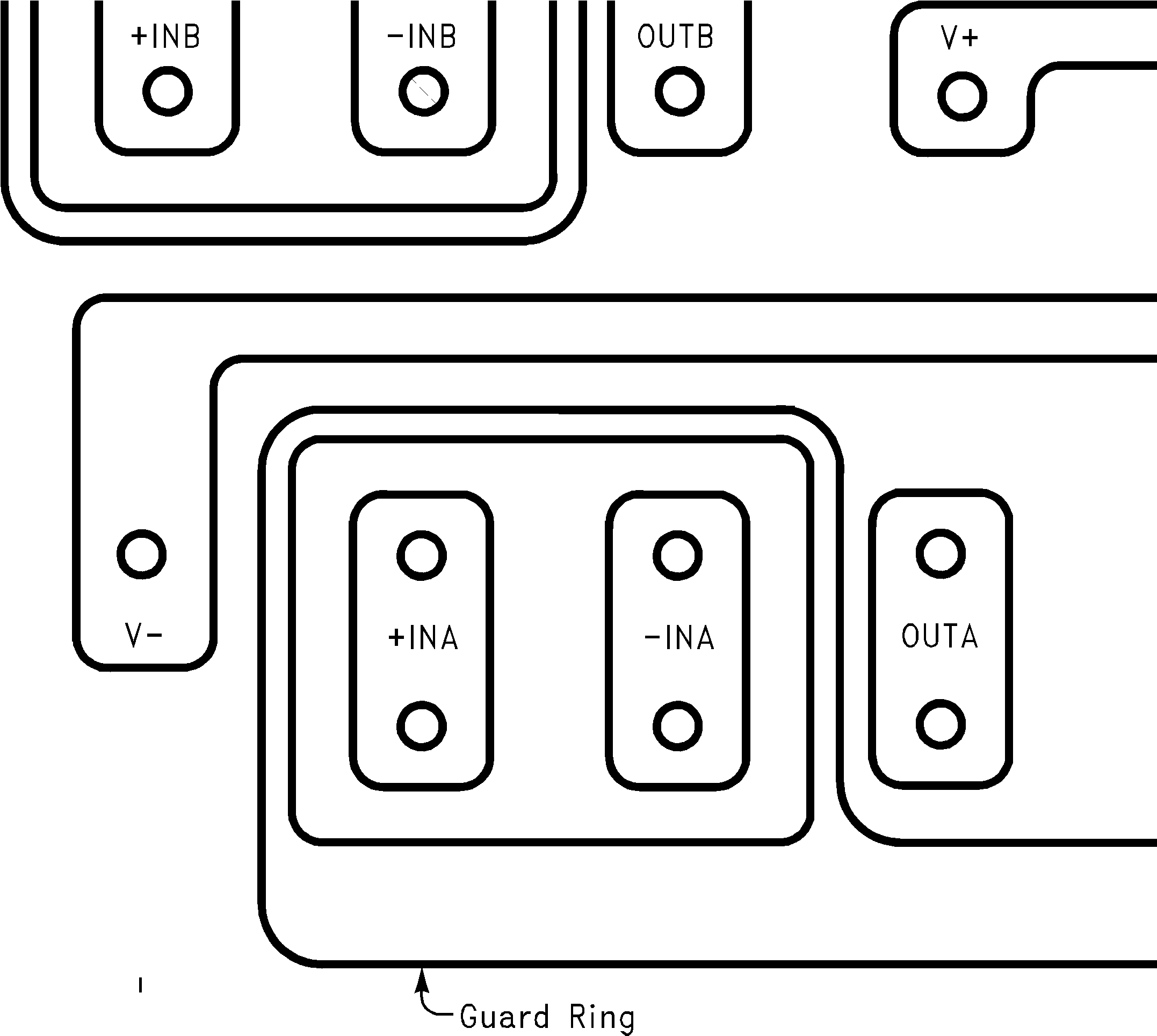 LMC6035-Q1 布局示例：在 PCB 布局中使用 LMC6035-Q1 防護(hù)環(huán)