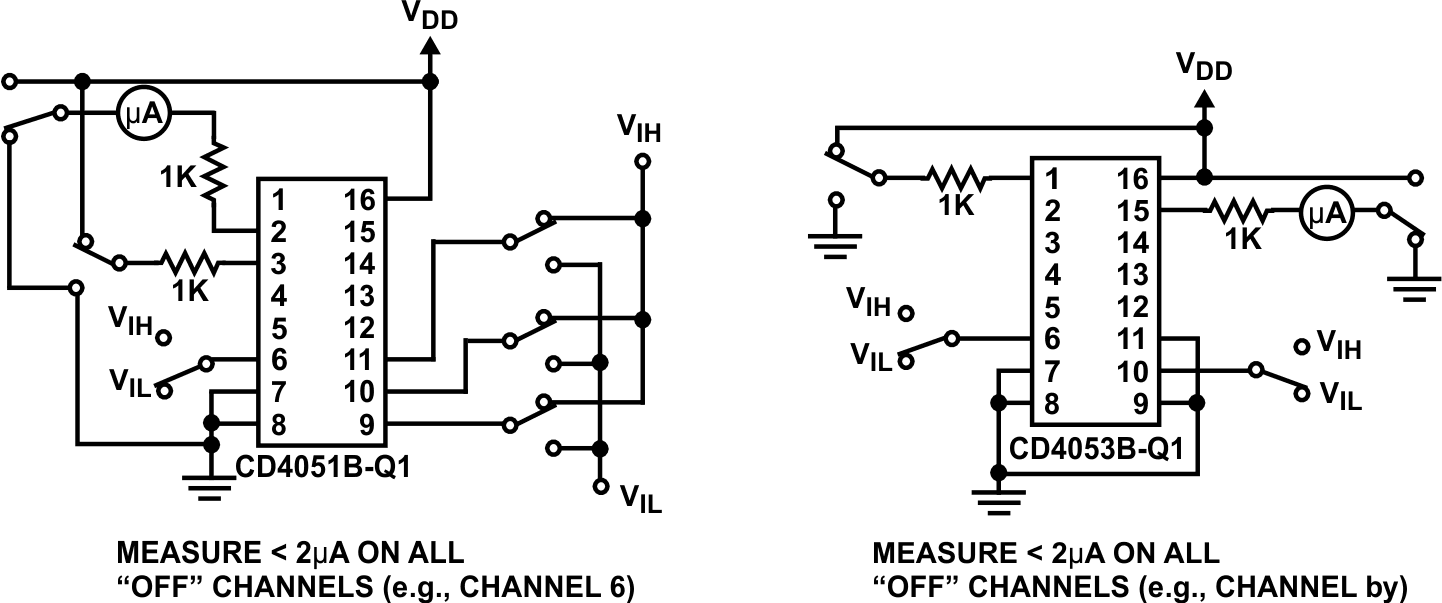 CD4053B-Q1 輸入電壓測試電路（抗噪）