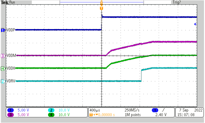TPSI3050M 上電，VEN = VVDDP，三線模式，TPSI3050M