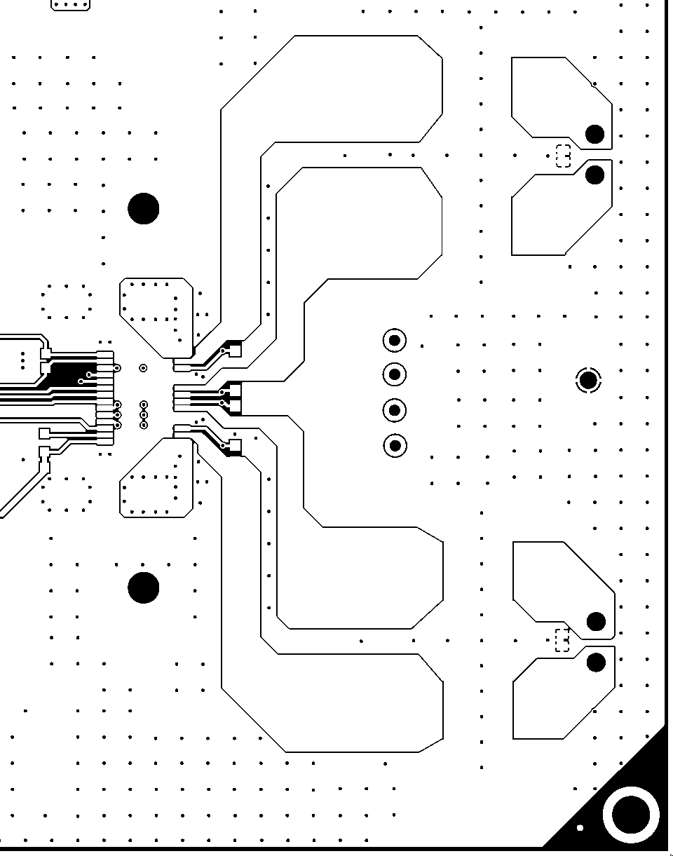 TAS5830 2.0（立體聲 BTL）PCB 頂層圖（頂視圖）