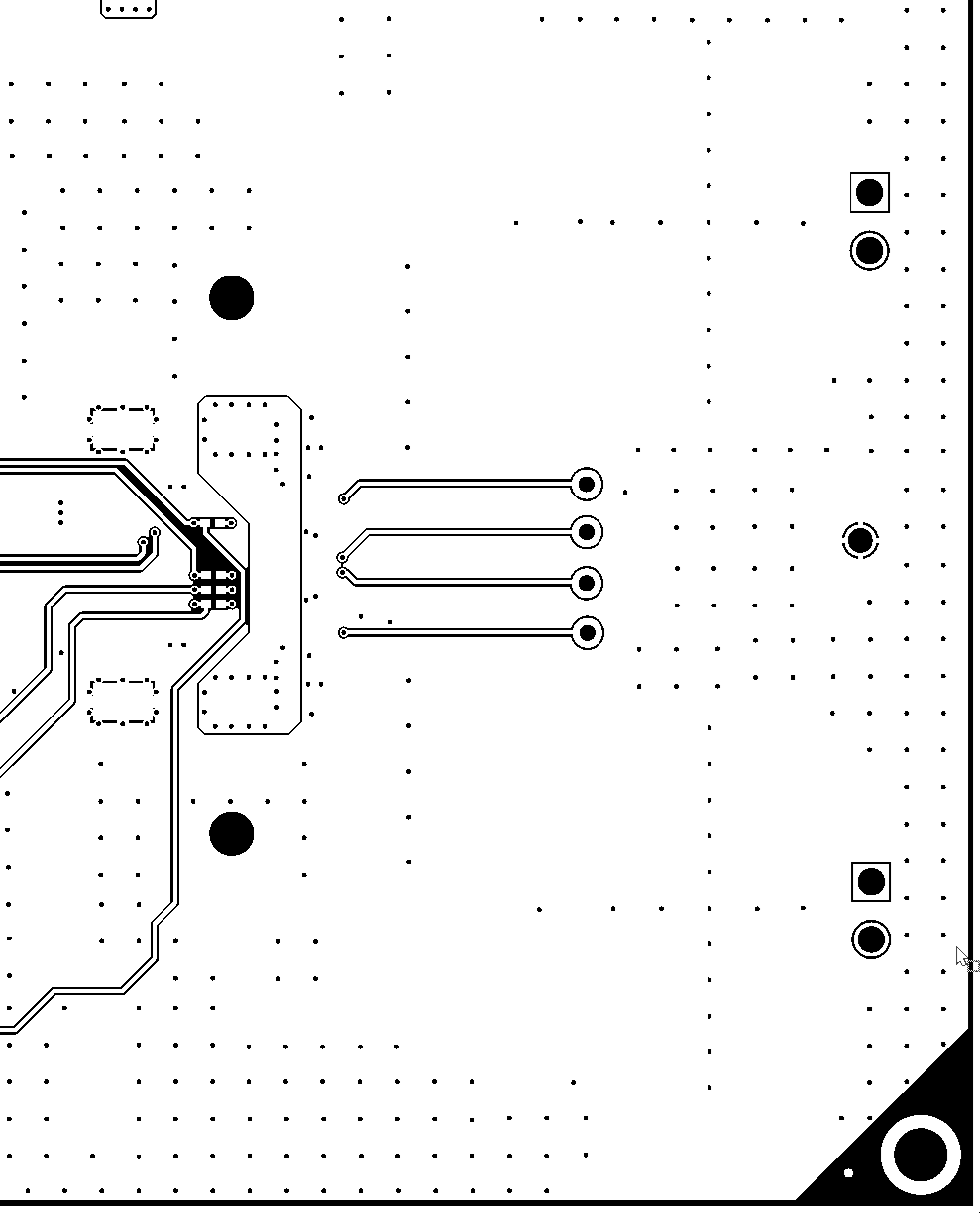 TAS5830 2.0（立體聲 BTL）PCB 低層圖（頂視圖）