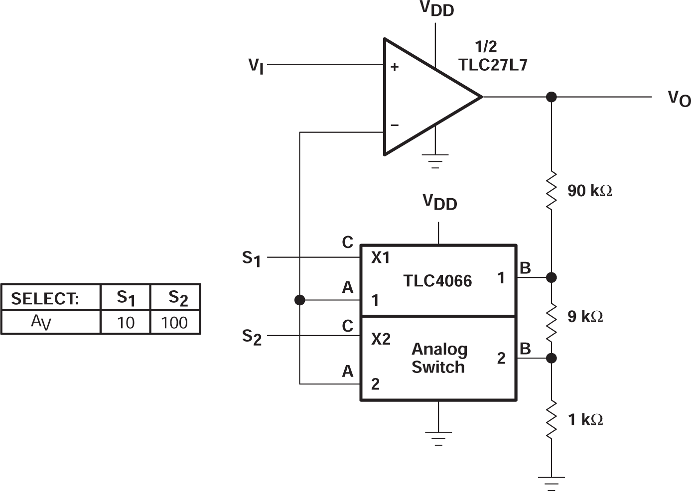 TLC27L2 TLC27L2A TLC27L2B TLC27L7 具有數(shù)字增益選擇功能的放大器，VDD = 5V 至 16V