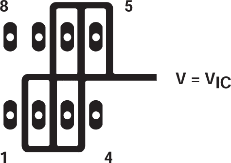 TLC27L2 TLC27L2A TLC27L2B TLC27L7 器件輸入端周圍的隔離金屬（P 封裝）