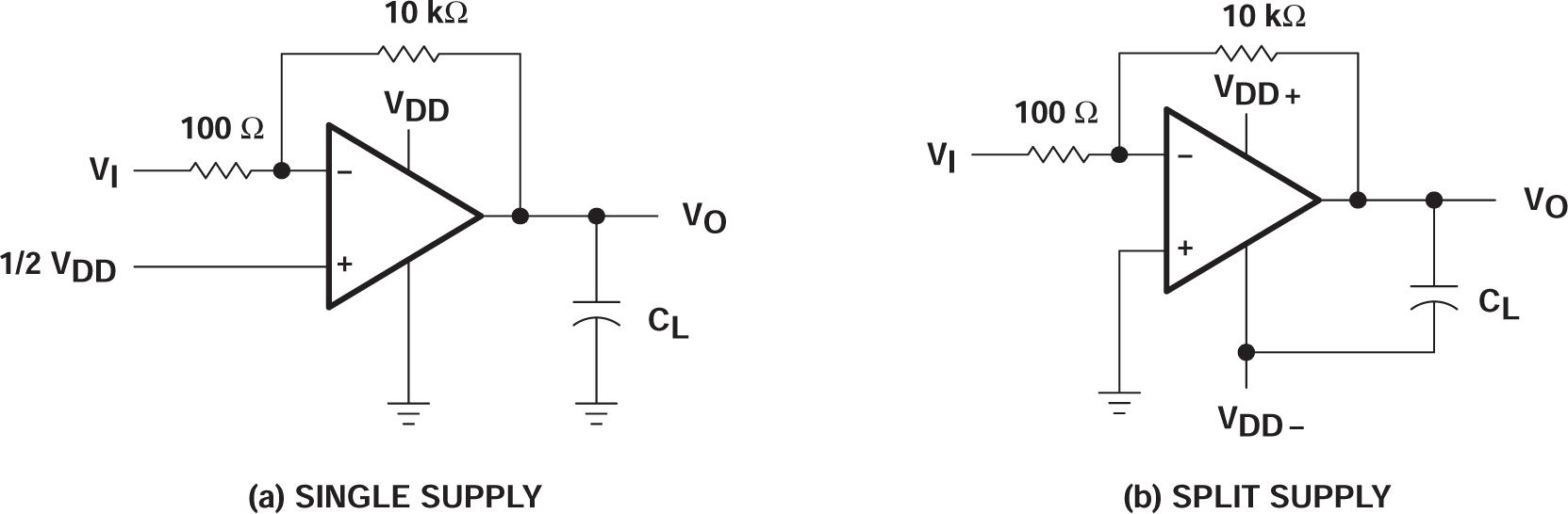 TLC27L2 TLC27L2A TLC27L2B TLC27L7 100 倍增益反相放大器