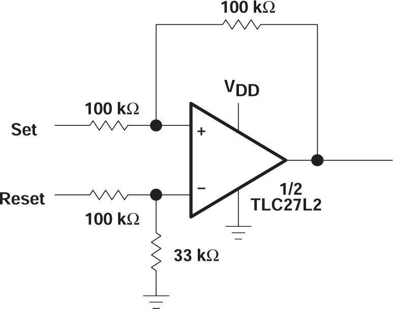 TLC27L2 TLC27L2A TLC27L2B TLC27L7 設(shè)置/復(fù)位觸發(fā)器、VDD = 5V 至 12V