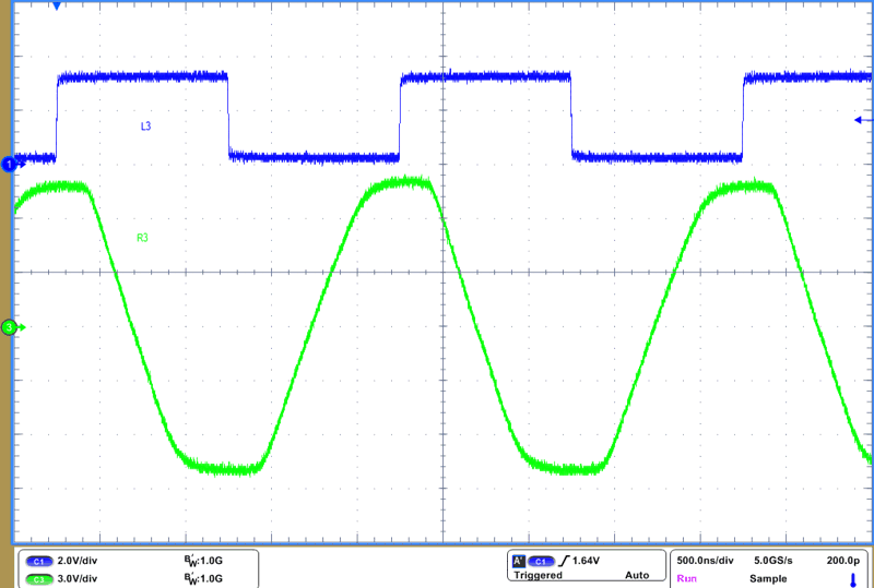 THVD4431A 1Mbps 和 VCC = 5V 時(shí)的 RS-232 驅(qū)動(dòng)器波形