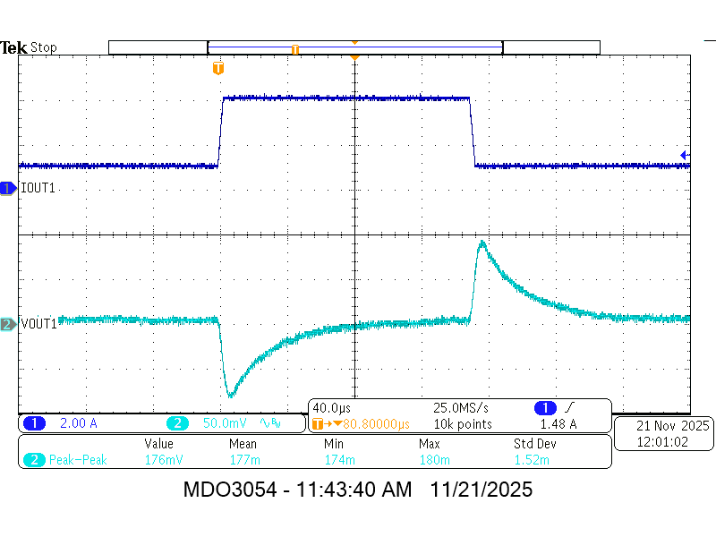 TPSM8F7420 TPSM8F7620 VOUT3 負載瞬態(tài)響應(yīng) TPSM8F7420 TPSM8F7620 VOUT3 負載瞬態(tài)響應(yīng)